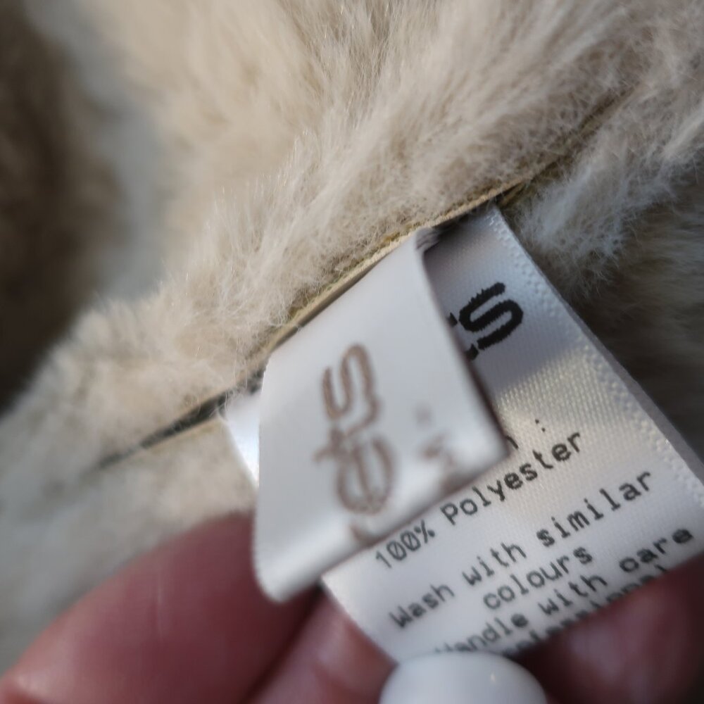 Womens Storets Beige Faux Leather Faux Fur Shearling Style Jacket Coat S/M - Picture 11 of 13